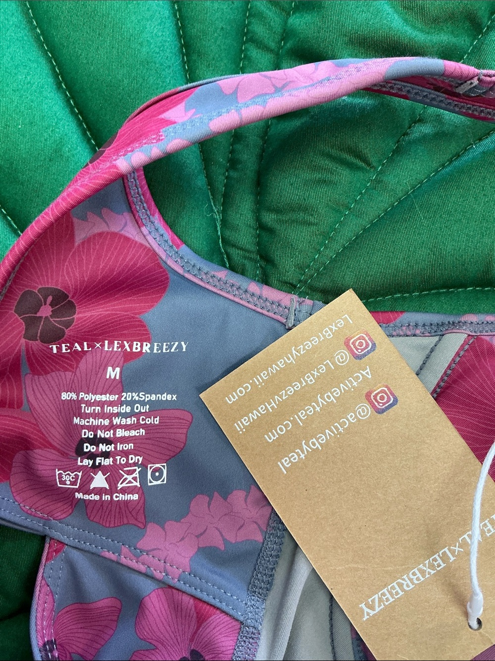 NWT Teal X Lexbreezy pua kala lei steel bodysuit. Size M. Color: grey/mauve - Picture 5 of 7